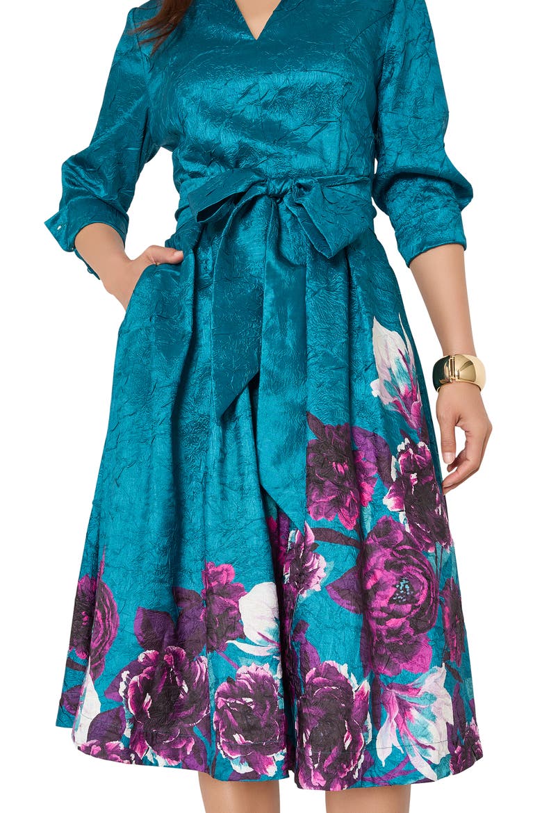 Metallic Embroidered Midi Dress, Alternate, color, JEWEL MULTI