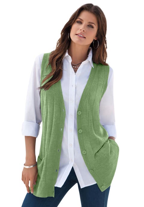 Plus Size Drop Needle Vest Lightweight Sweater Knit