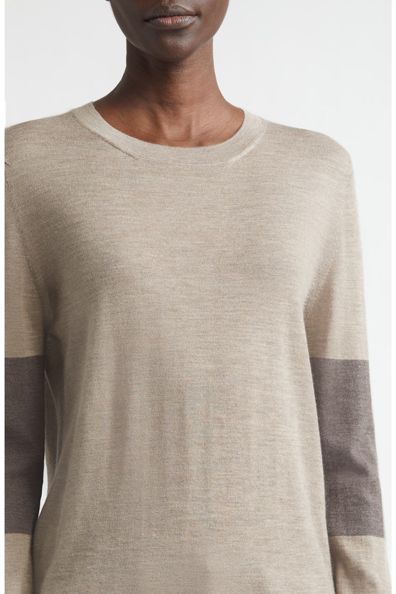 Euna Colorblock Cashmere Sweater, Alternate, color, PEBBLE/ ASH