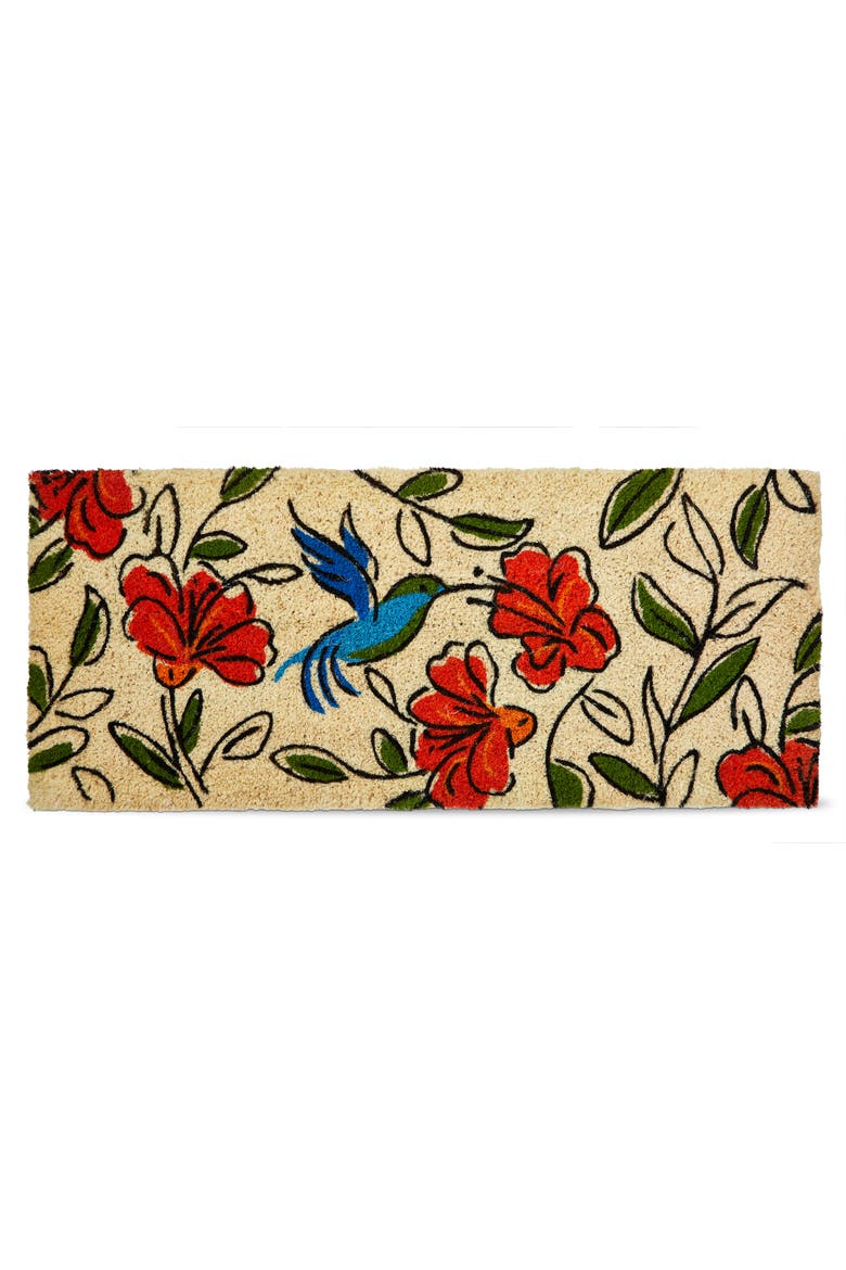 Sketched Hummingbird Estate Coir Mat Multi Coir Everyday, Main, color, Red