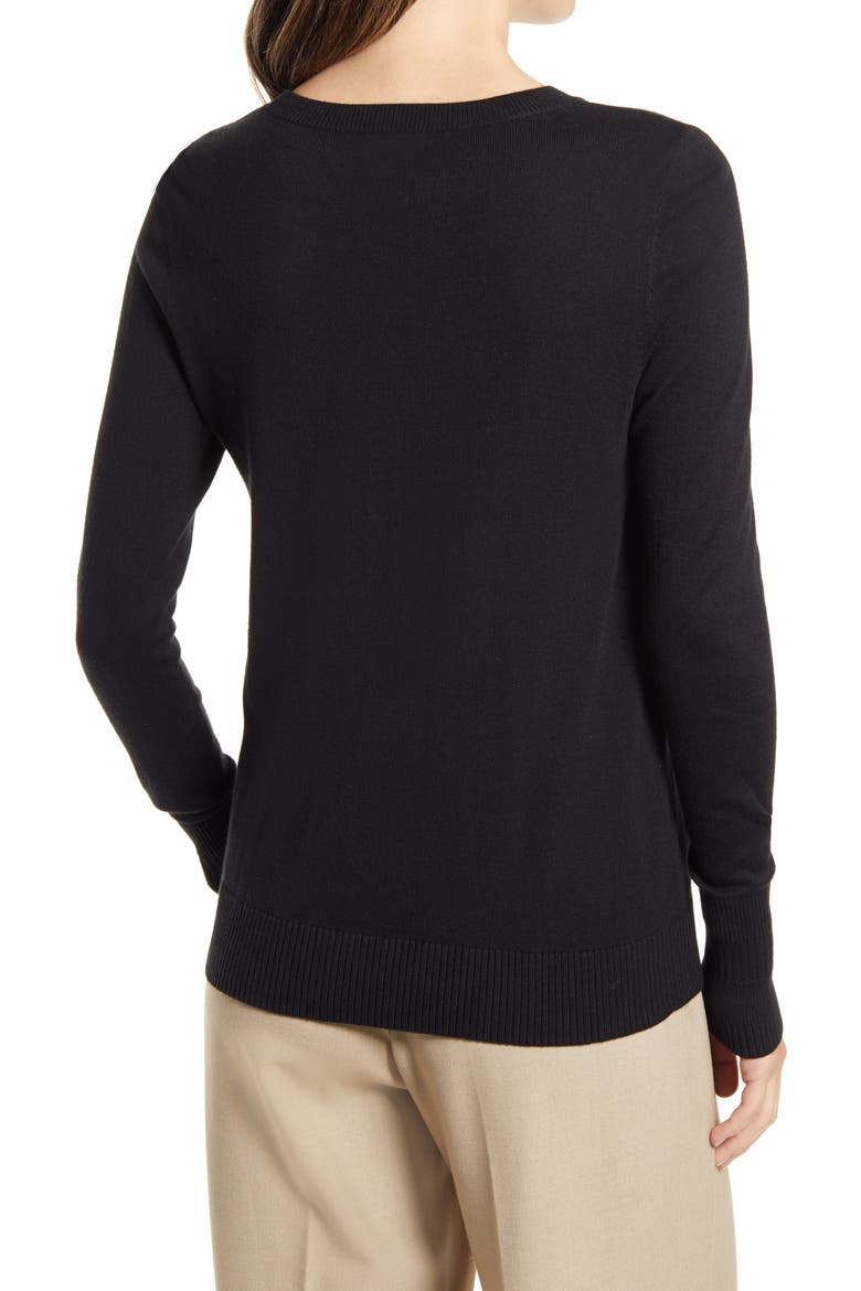 Women's Crewneck Sweater, Alternate, color, BLACK