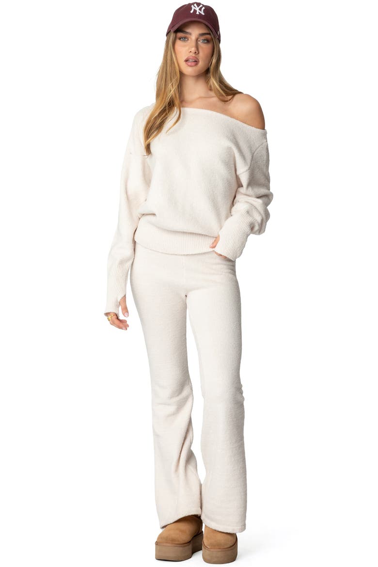 Plush Flare Pants, Alternate, color, CREAM