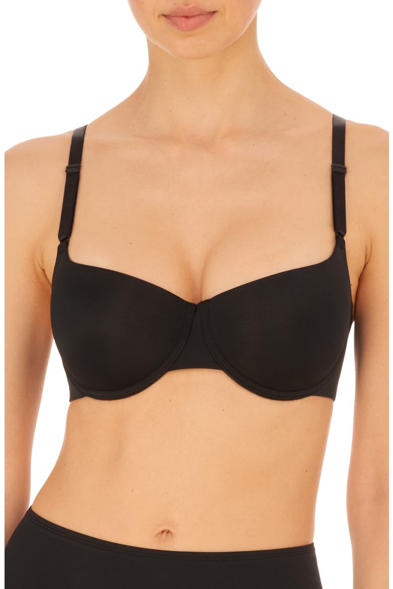Liquid Underwire Balconette Push-Up Bra, Main, color, BLACK