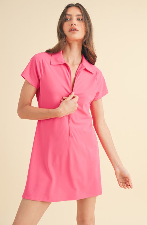Wishlist Front Zip Short Sleeve Tennis Dress In Red