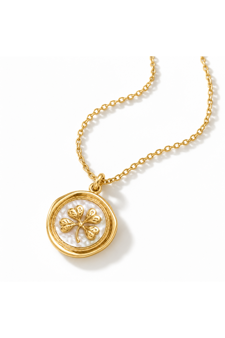 Gold-Tone Clover Pendant Necklace, Main, color, Gold