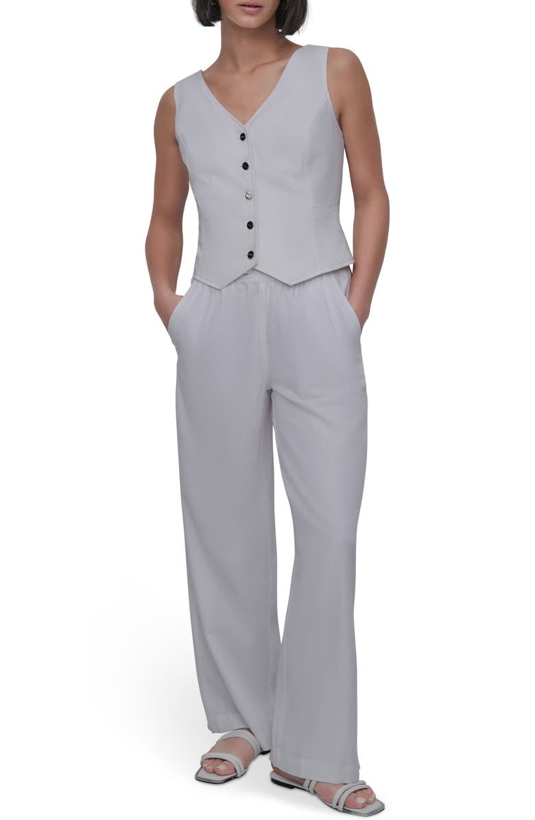 DKNY Linen Blend Vest, Alternate, color, White