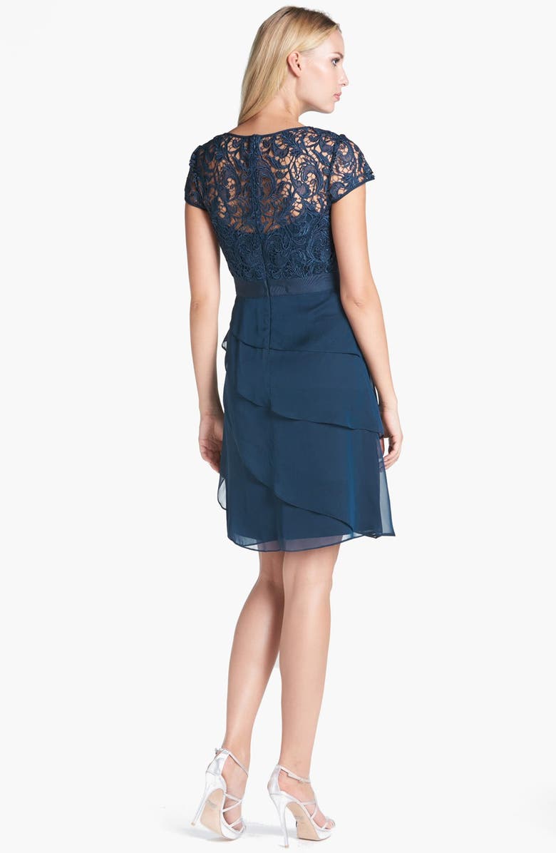 Adrianna Papell Lace & Tiered Chiffon Dress, Alternate, color, 