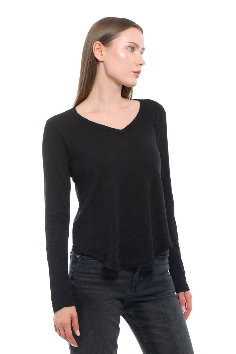 Long Sleeve V-Neck With Raw Hem Shirttail, Alternate, color, Peacoat