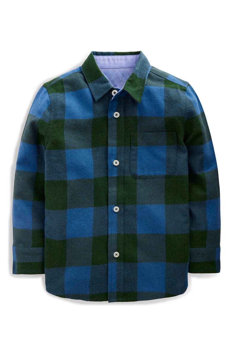 Kids' Cosy Cotton Check Shirt, Main, color, TEAL AND GREEN CHECK