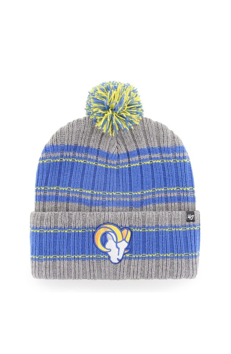 '47 Men's '47  Graphite Los Angeles Rams Rexford Cuffed Knit Hat with Pom, Main, color, Graphite