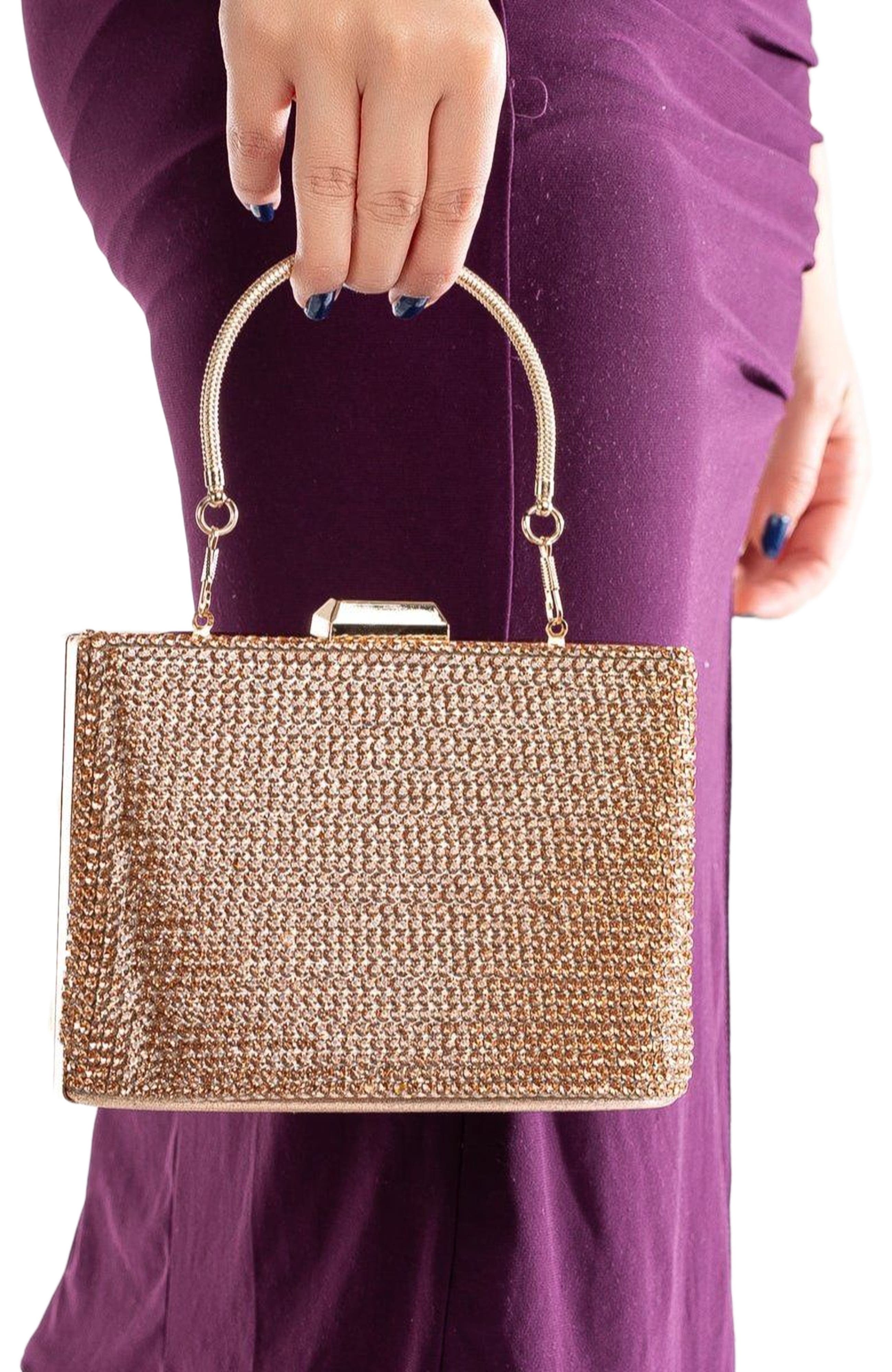 Forever & Always Shoes Marla Evening Clutch, Alternate, color, Rose Gold