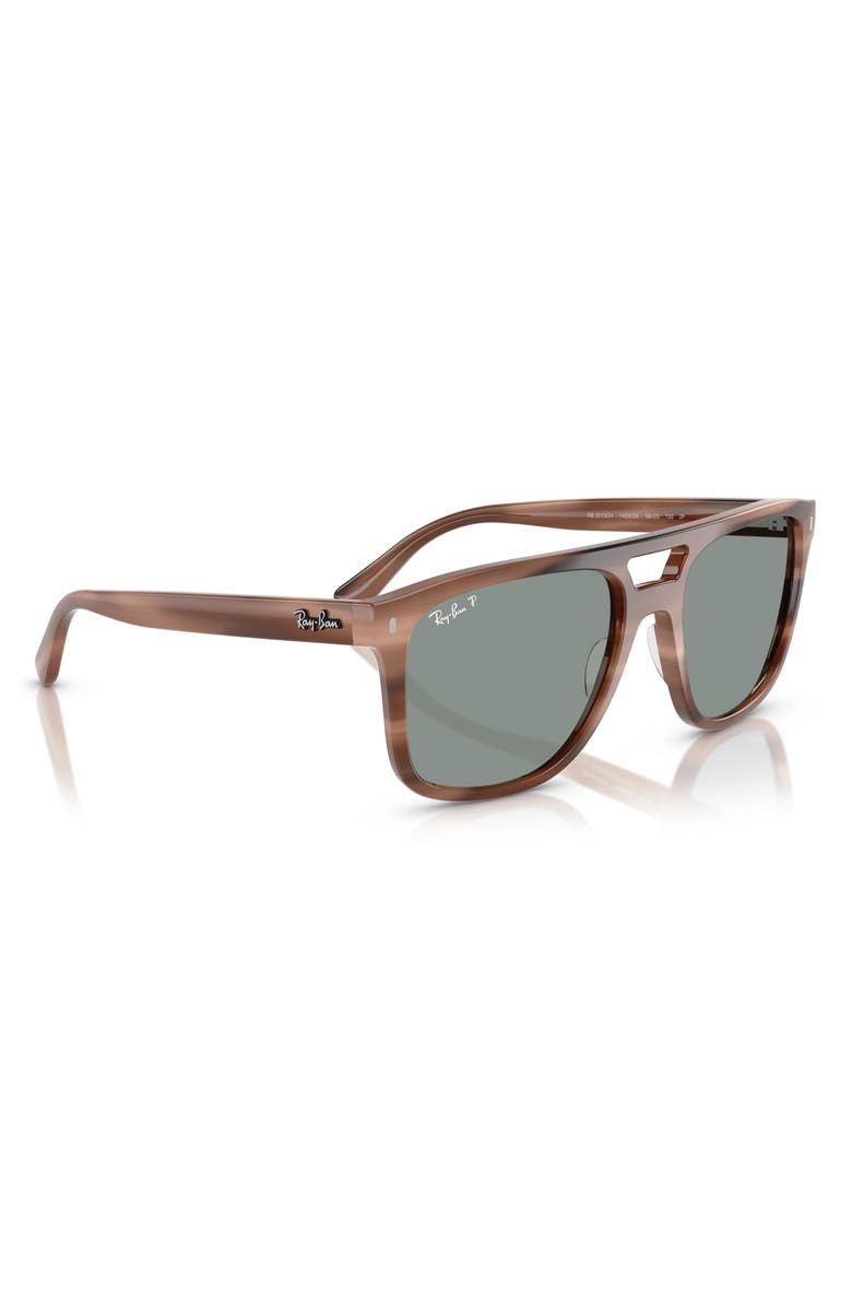 Ray-Ban 58mm Polarized Square Sunglasses, Alternate, color, Brown Havana