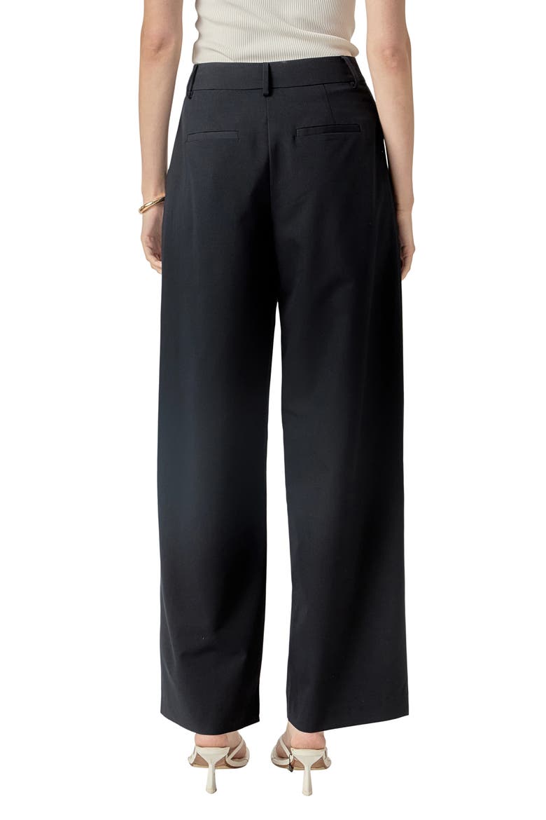 Pleat Front High Waist Wide Leg Pants, Alternate, color, NAVY