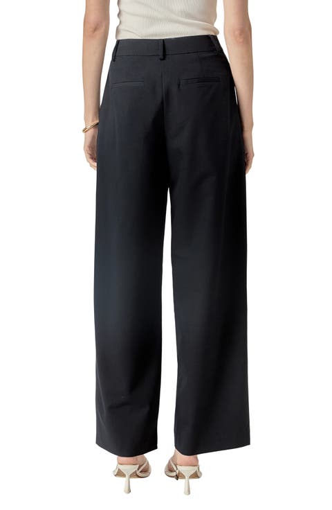 Pleat Front High Waist Wide Leg Pants