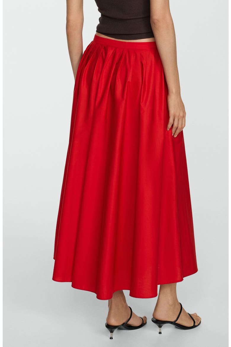 Pleated Cotton Skirt, Alternate, color, RED