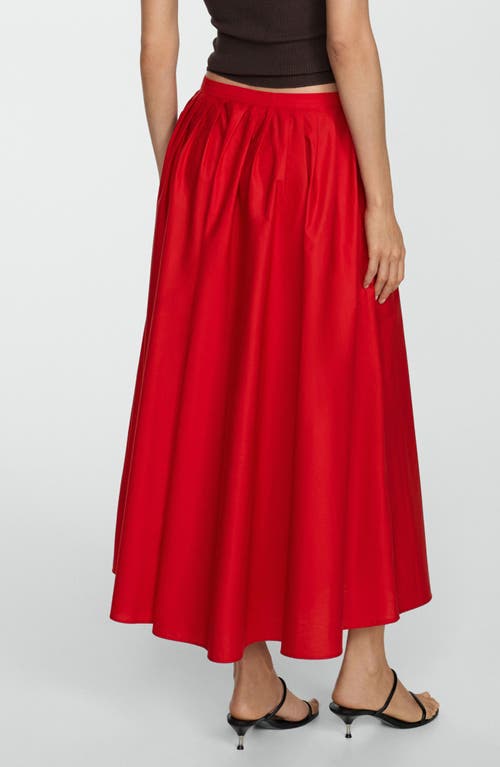 Shop Mango Pleated Cotton Skirt In Red