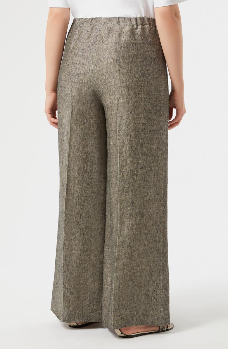 Marina Rinaldi Naccenni Linen Wide Leg Pants, Alternate, color, Black Flesh Toner