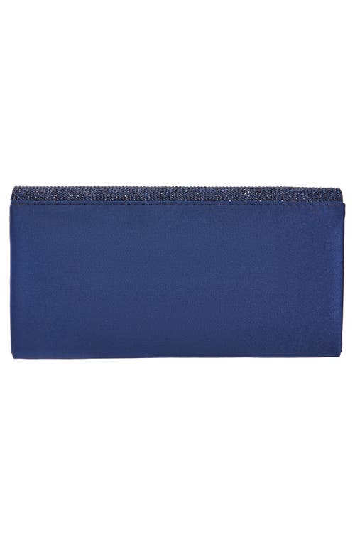 Lady Couture Chic Rhinestone & Satin Envelope Clutch In Navy
