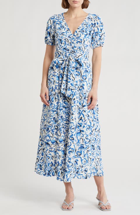 V-Neck Puff Sleeve Dress
