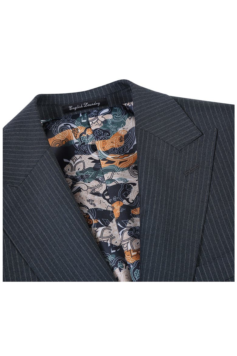 Stripe Trim Fit Peak Lapel Wool Blend Two-Piece Suit, Alternate, color, BLACK OLIVE