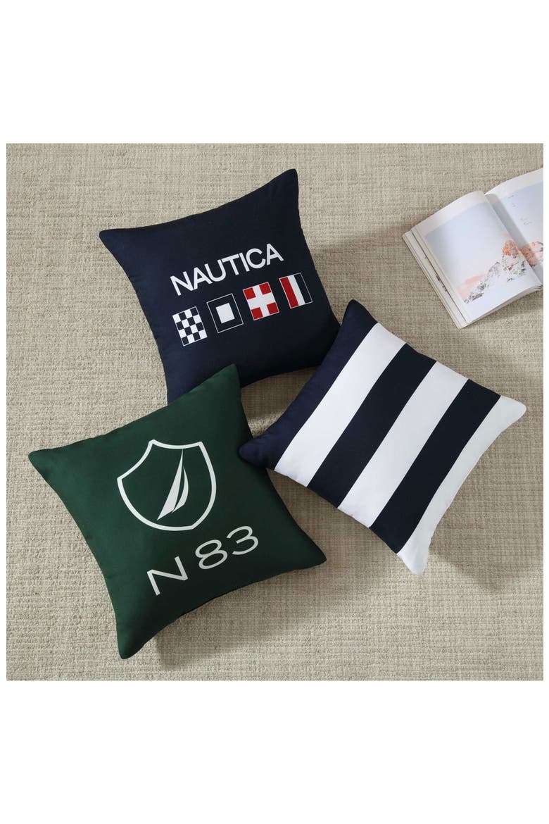 Sailor Stripe Microfiber Throw Pillow, Alternate, color, DARK BLUE