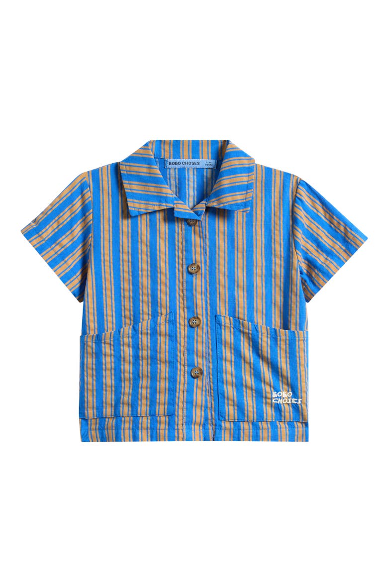 New Hairline Stripe Cotton Button-Up Shirt, Main, color, BLUE