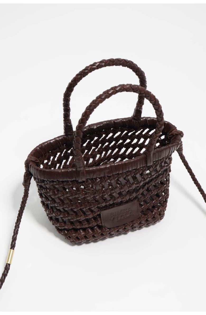 Bimba y Lola Plaited Mini Bag in Leather, Alternate, color, Dark Brown