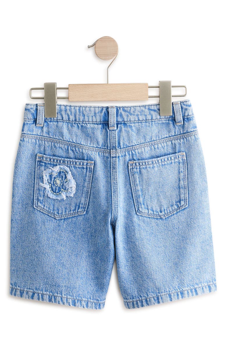 NEXT Kids' Flower Embroidered Denim Shorts, Alternate, color, Blue
