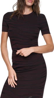 DKNY Animal Intarsia Short Sleeve Sweater