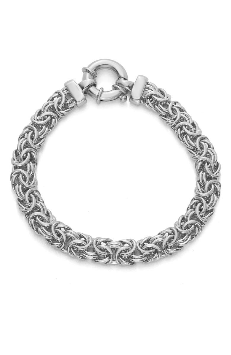 FUZION CREATIONS Sterling Silver Byzantine Bracelet, Main, color, White Gold