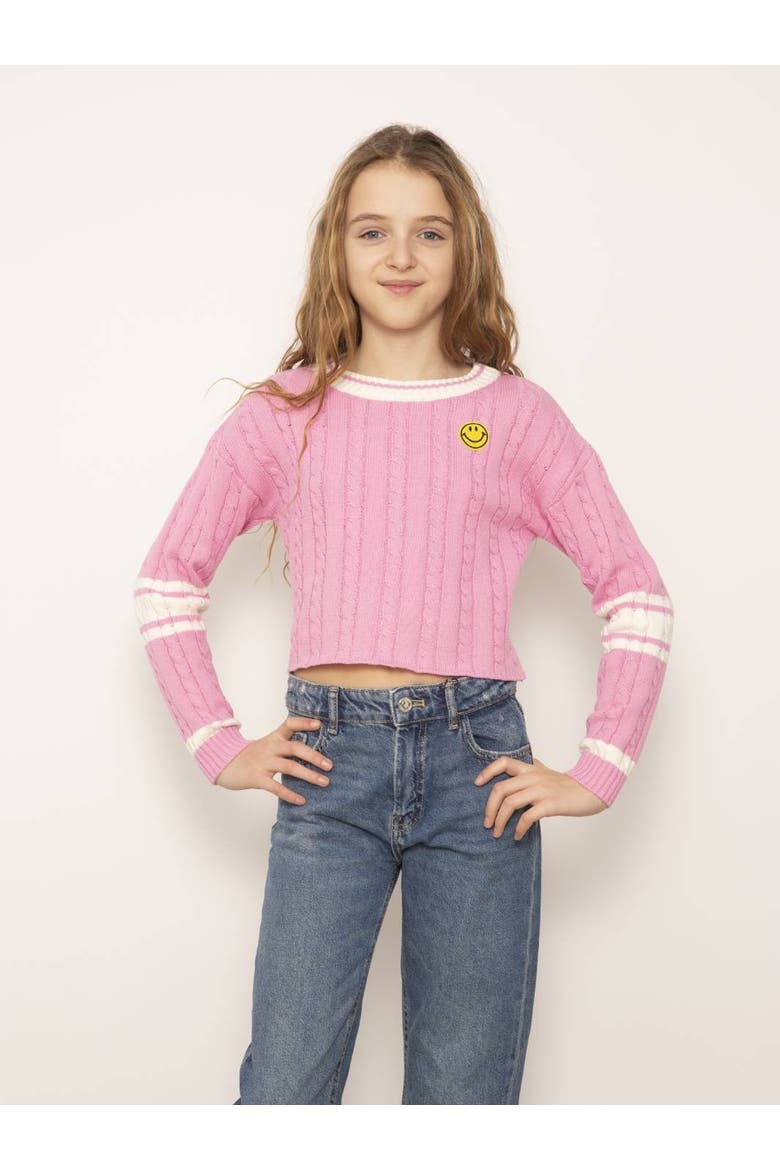 Iva Varsity Cable Crew, Main, color, BABY PINK