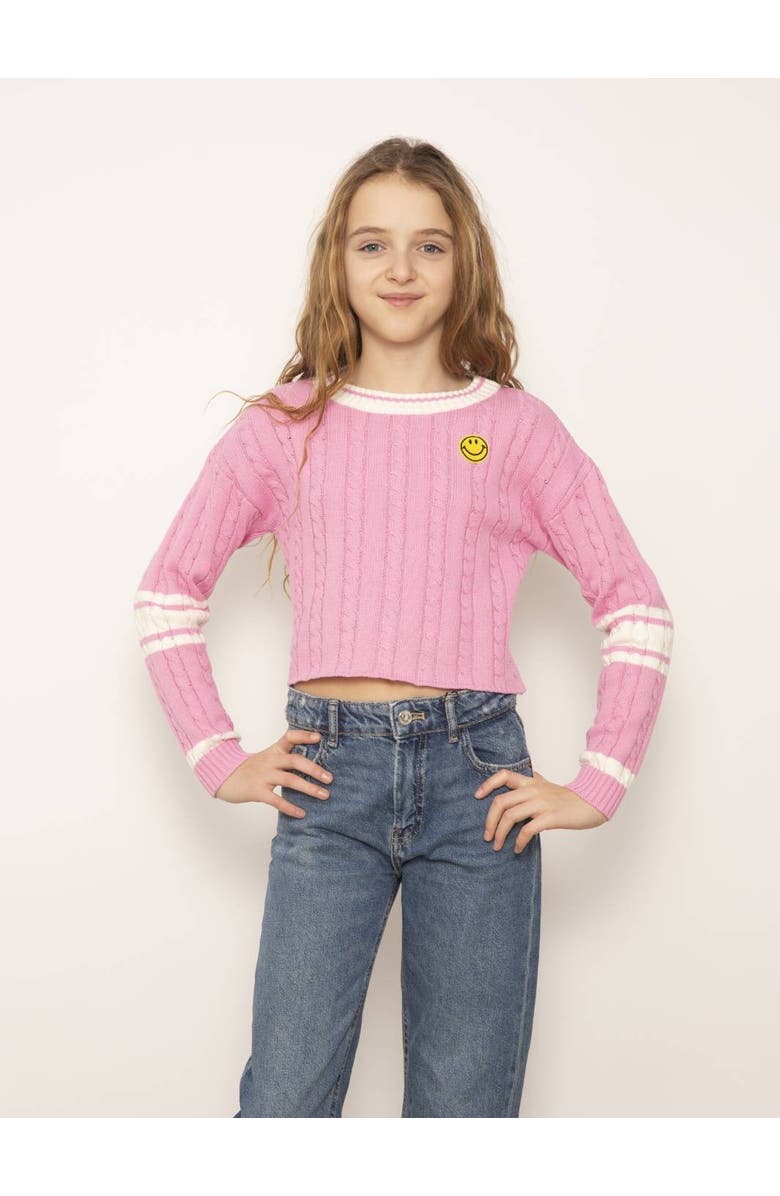 Central Park West Iva Varsity Cable Crew, Main, color, Baby Pink