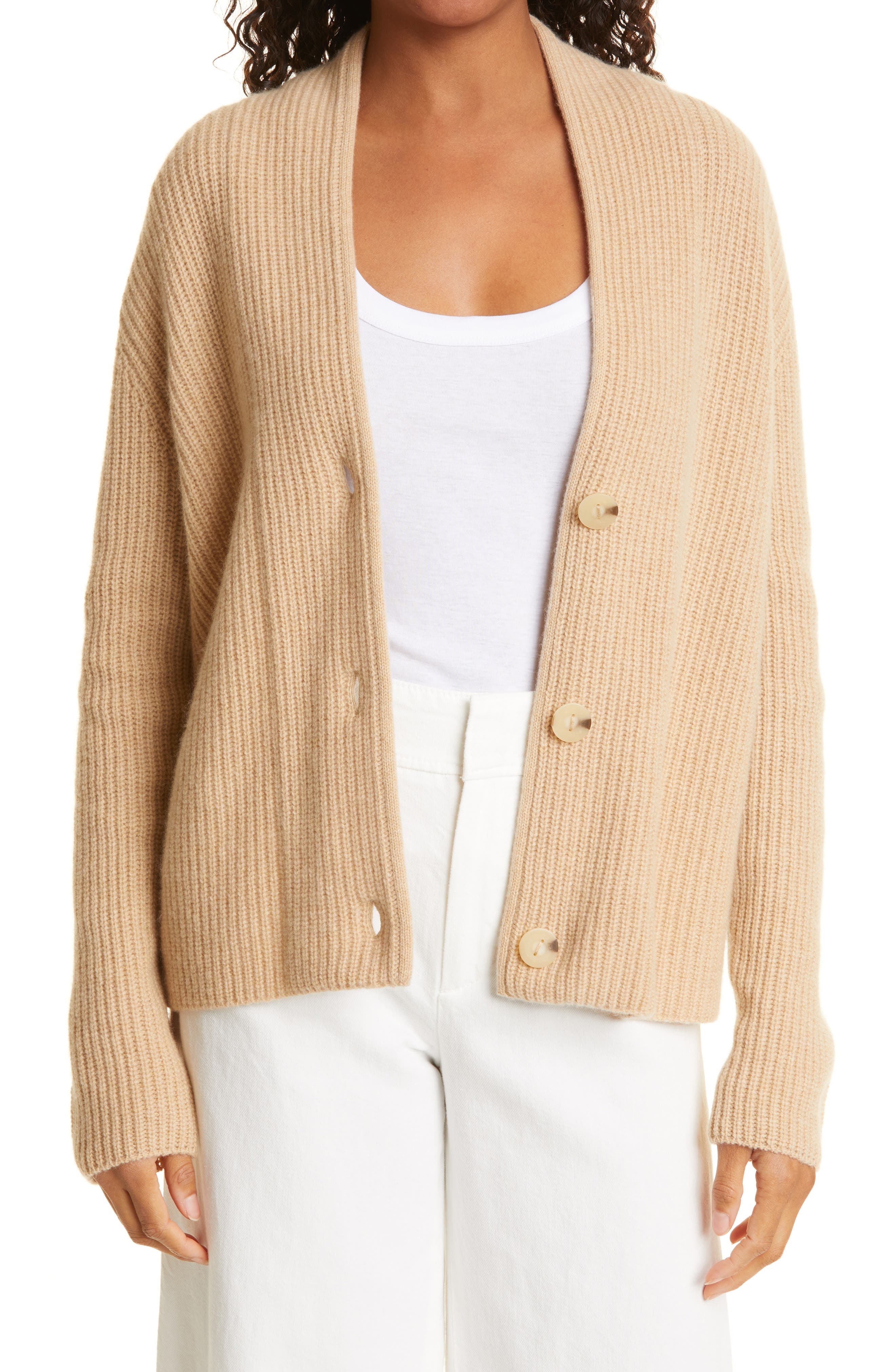 Raised Collar Wool & Cashmere Cardigan (Women) | Nordstrom