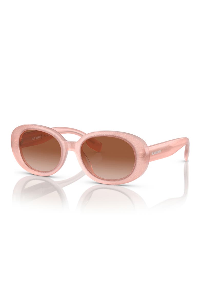 Kids' 48mm Oval Sunglasses, Alternate, color, GLITTER OPAL PINK / BROWN