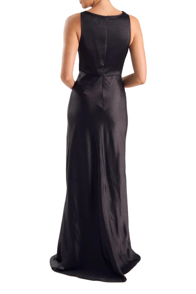 Cowl Front Satin Bridesmaid Dress, Alternate, color, Black