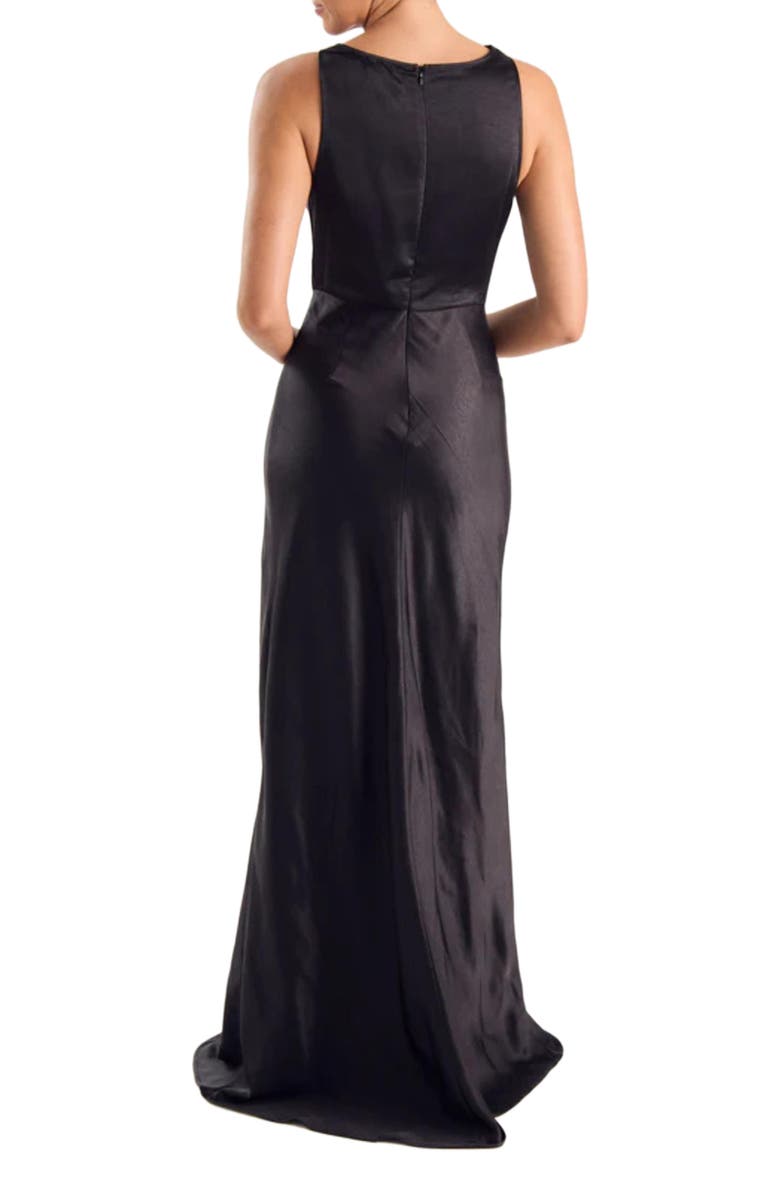 Six Stories Cowl Front Satin Bridesmaid Dress, Alternate, color, Black