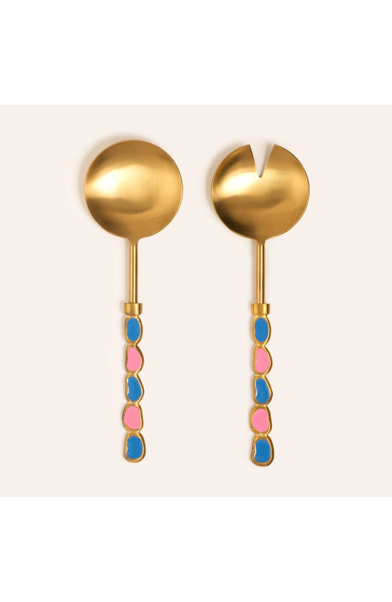 Zsa Zsa Zsu Rampur Set Of 2 Steel Salad Serving Maximalist, Main, color, Gold