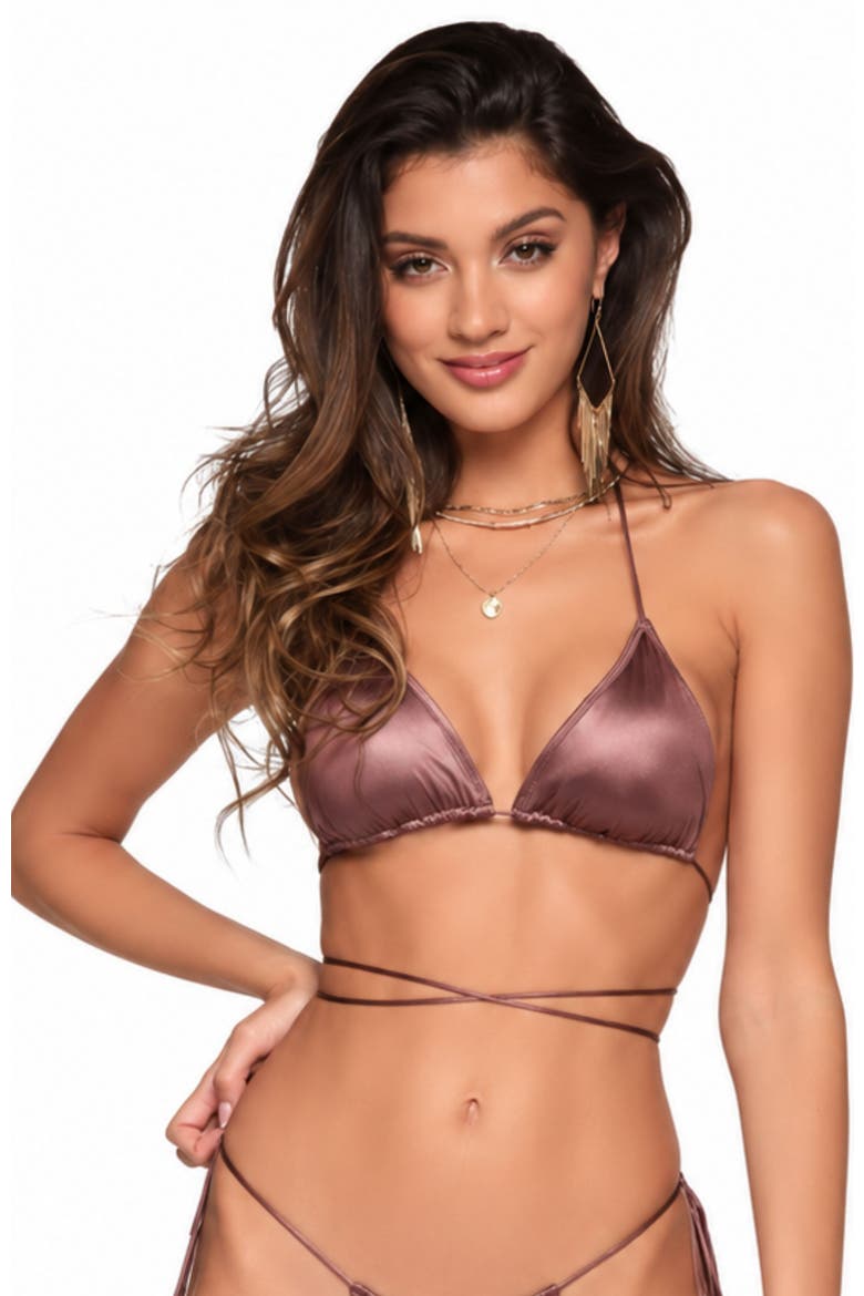 Oceana Triangle Criss-Cross Bikini Top, Main, color, Beige