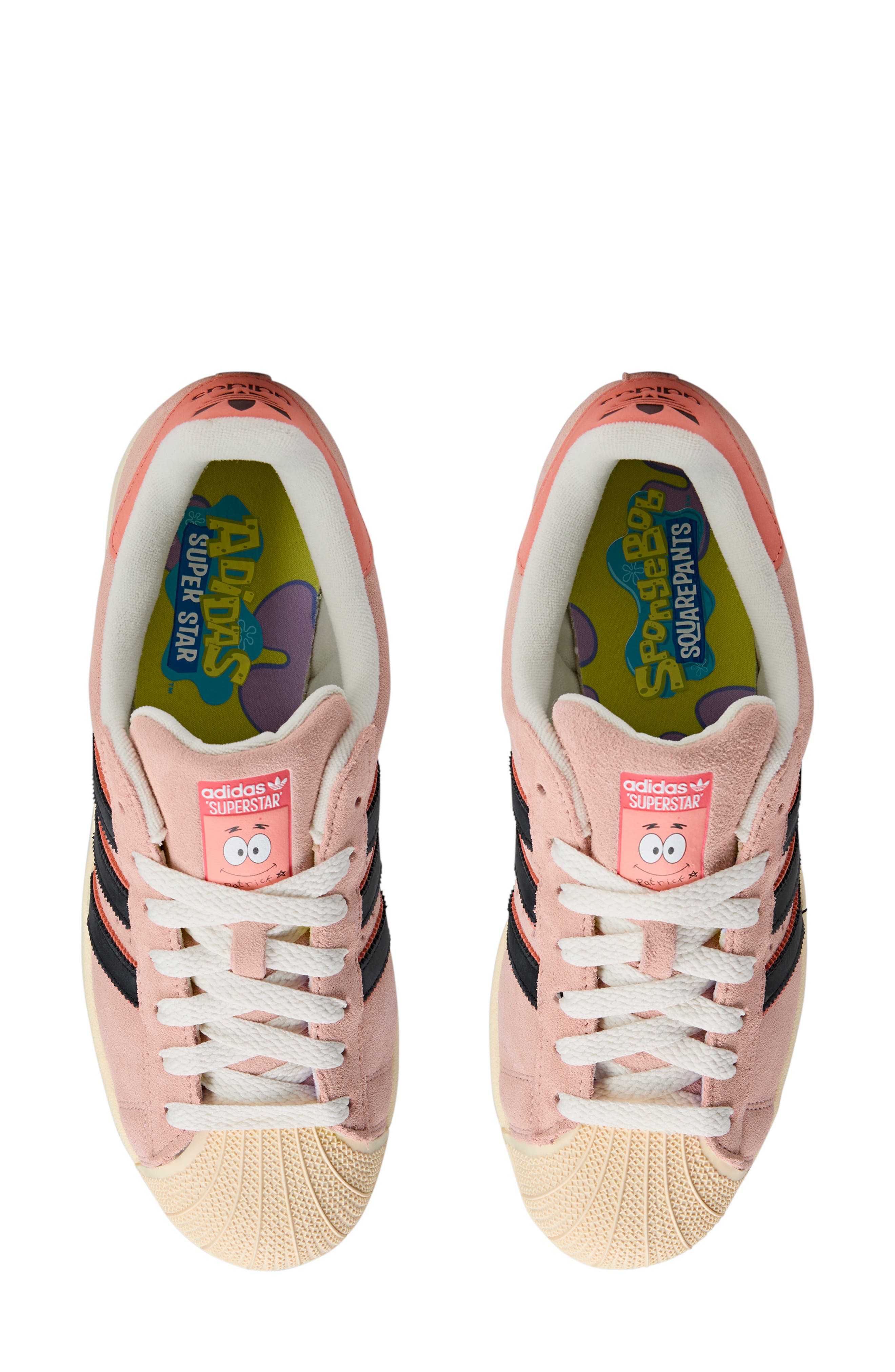 adidas x 'SpongeBob SquarePants' Gender Inclusive 'Patrick Star' Suede Superstar Sneaker, Alternate, color, Core Black/ Wonder Clay