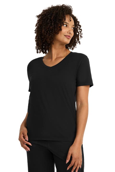 Women's Organic Cotton Stretch Short Sleeve V-neck Top