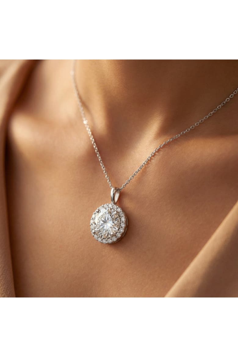 Certified 3 1/2Ct Halo Diamond Pendant 14k Gold Women's Necklace Lab Grown, Alternate, color, White Gold