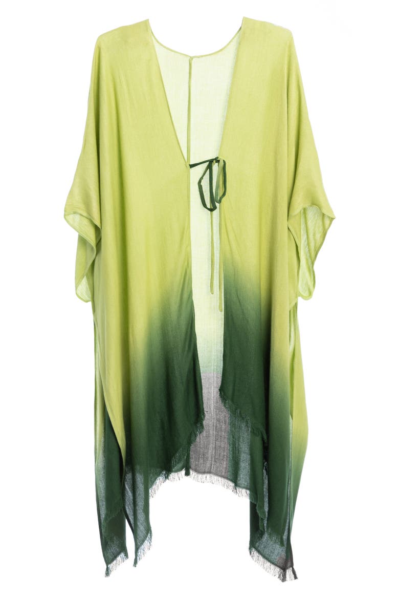 Ombré Tie Front Ruana, Alternate, color, GREEN