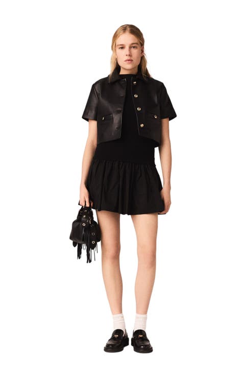 Cropped leather jacket