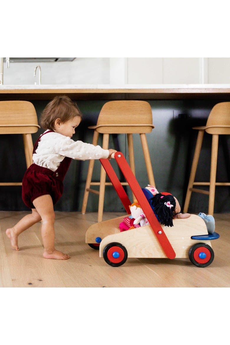Walker Wagon Push Toy, Alternate, color, BROWN/ RED AND BLUE