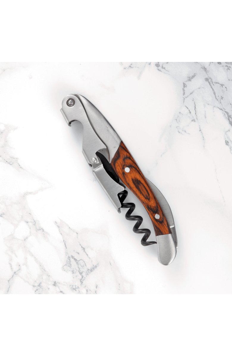 TWINE Wooden Handled Double-Hinged Corkscrew in Gift Box, Alternate, color, Wood