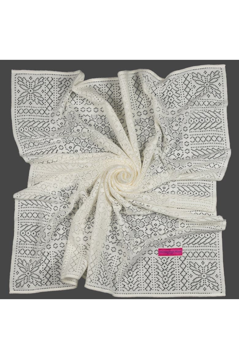 Southampton Home Lace Weave Baby Shawl, Alternate, color, Ivory