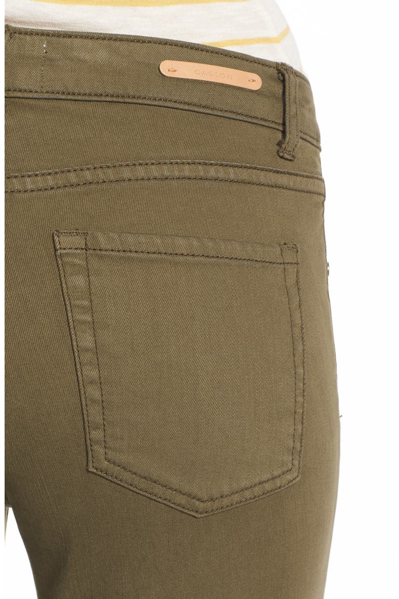 Frayed Hem Skinny Ankle Jeans, Alternate, color, OLIVE DARK