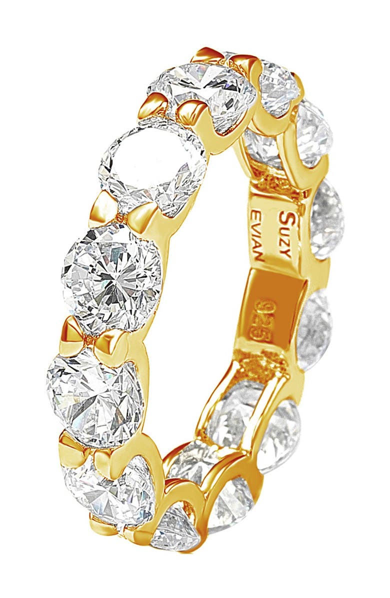 SUZY LEVIAN CZ Round Cut Golden Silver Eternity Band Ring, Alternate, color,
