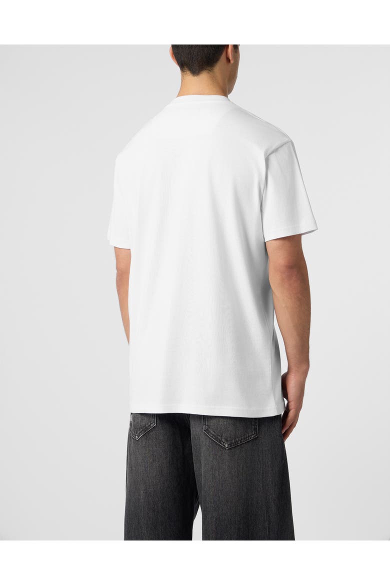Round Neck T-Shirt Neon Space Hexagon Men, Alternate, color, white