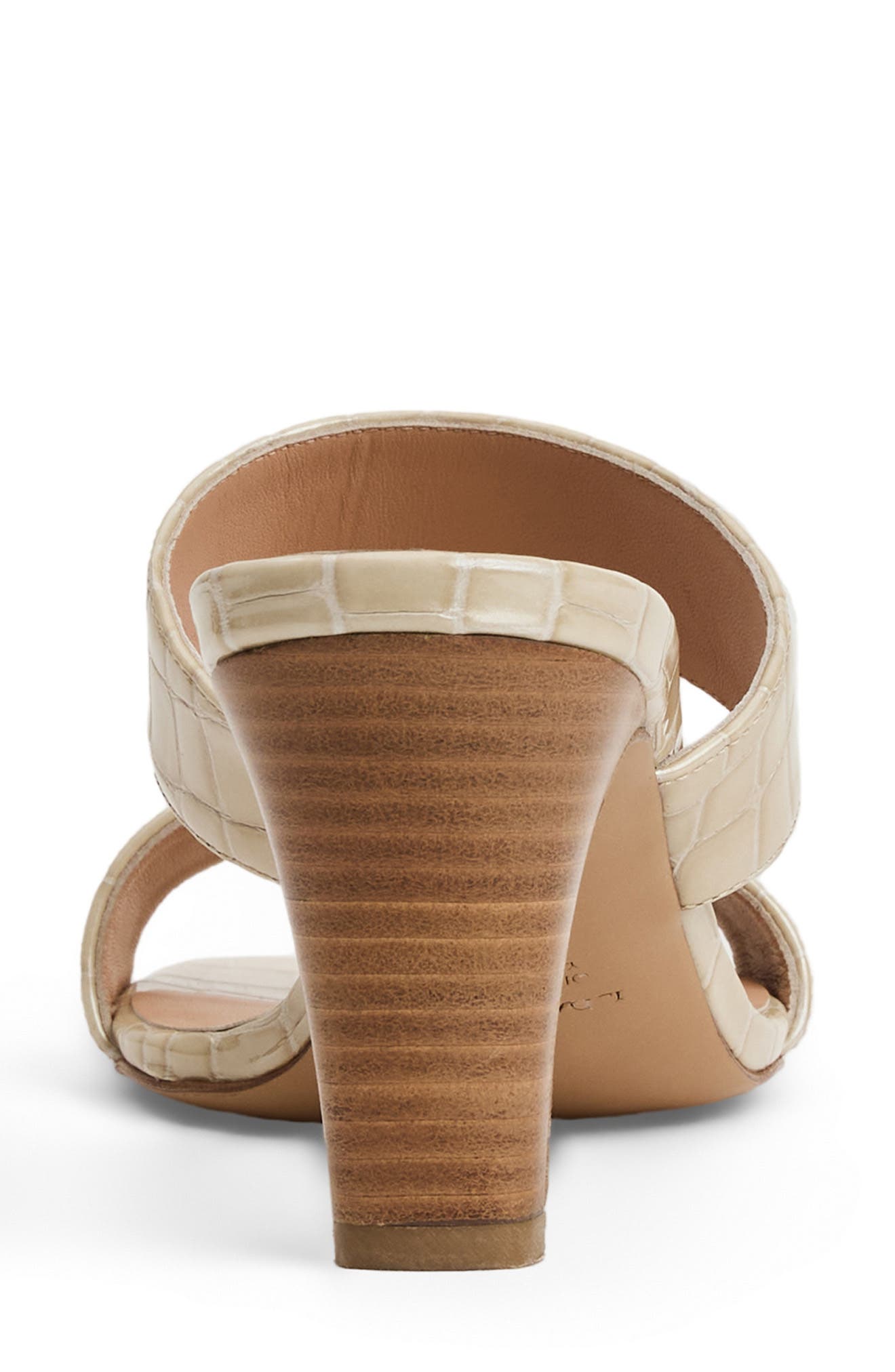 Vezza Embossed Slide Sandal, Alternate, color, SAND PATENT/ CROC